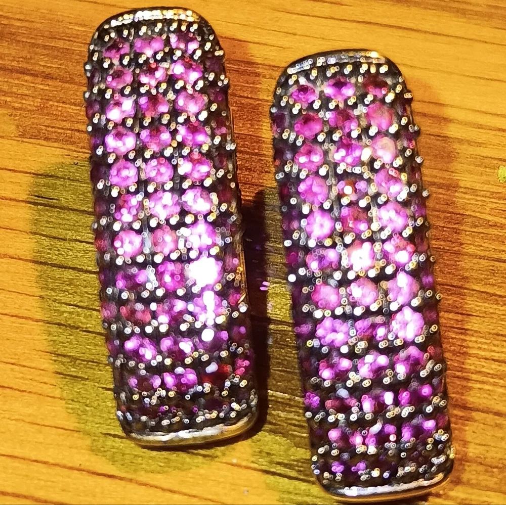 18k Over 925 Natural Pink Ruby Earrings - Picture 5 of 16